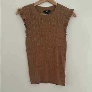 PAIGE Brown Tan Sleeveless Ruffle Knit Top Vest / S